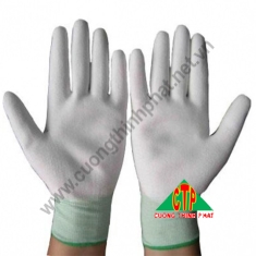 Găng tay sợi Polyester PU phủ lòng bàn tay