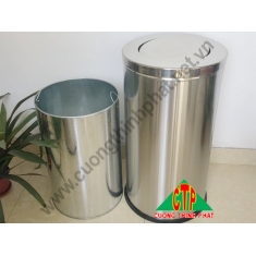Thùng rác inox dạng trụ đứng, nắp lật (nhiều kích thước)
